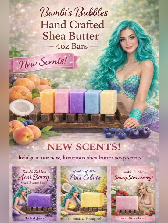 Hand Crafted Other - RESTOCKED & New Scents! Summer Fruits Shea Butter 4oz Bar